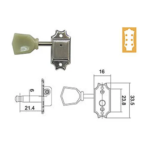 DR Parts EMH3157/CR 3+3 Ključevi za gitaru (SET)
