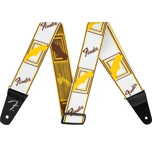 Fender remen Weighless 2 Monogrammed, White/Brown/Yellow Remen za gitaru
