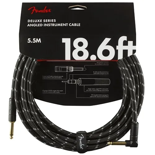 Fender kabel Deluxe Series Instrument Cable Straight-Angle 18.6' Black Tweed (KOM)