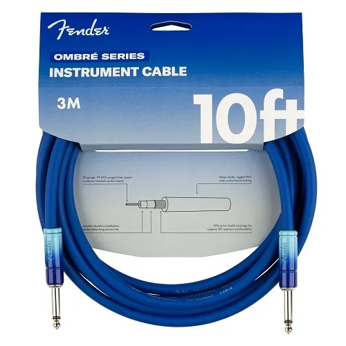 Fender kabel Ombre Instrument Cable, Straight/Straight, 10', Belair Blue (KOM)