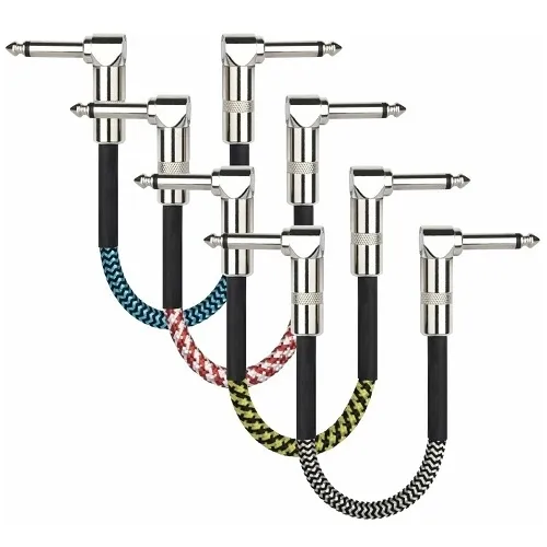 DR Parts DRCA2P 6.3mmL-6.3mmL Patch kabel 20 cm/5 mm (4-kom, BK, BU, RD & YW) (SET)