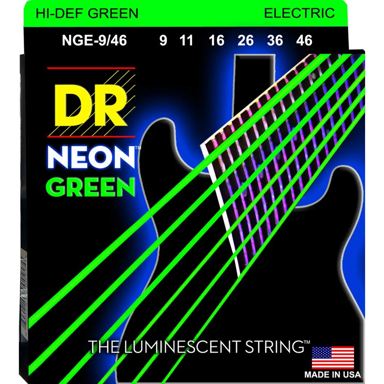 DR STRINGS DR HI-DEF 9-46 NEON GREEN Colored