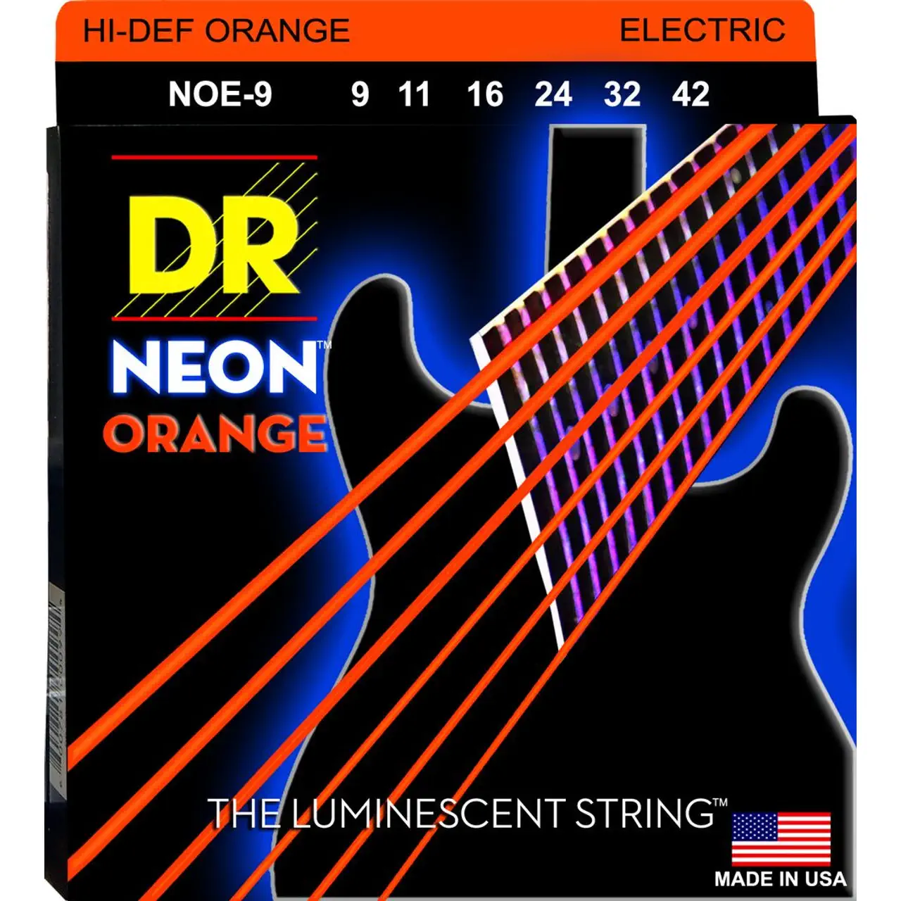 DR STRINGS DR HI-DEF 9-42 NEON ORANGE Colored Žice za električnu gitaru