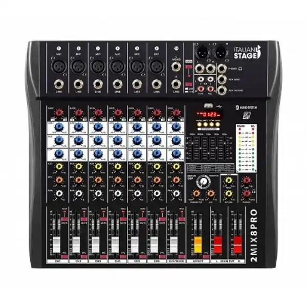 ITALIAN STAGE 2MIX8PRO 8kanala EFX,Media Player,BT Mikseta