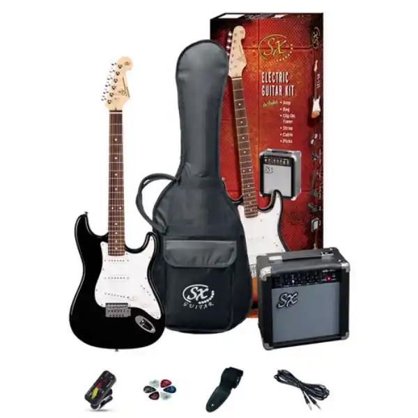 SX SE1-SK-BK Stratocaster Električna gitara set