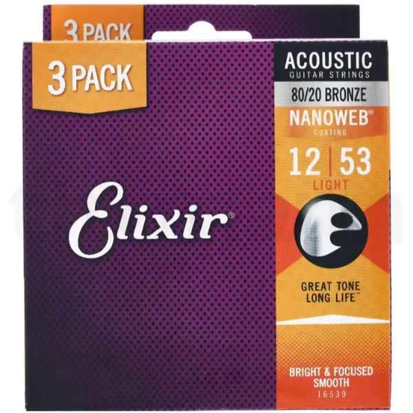 ELIXIR 12-53 NANOWEB bronze 3 PACK Žice za akustičnu gitaru (SET)