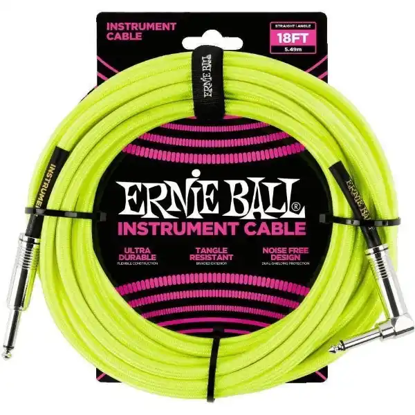 Ernie Ball kabel P06085 18FT(5,5m) ANGLE 6,3mm-6,3mm instrument kablo NEON boja
